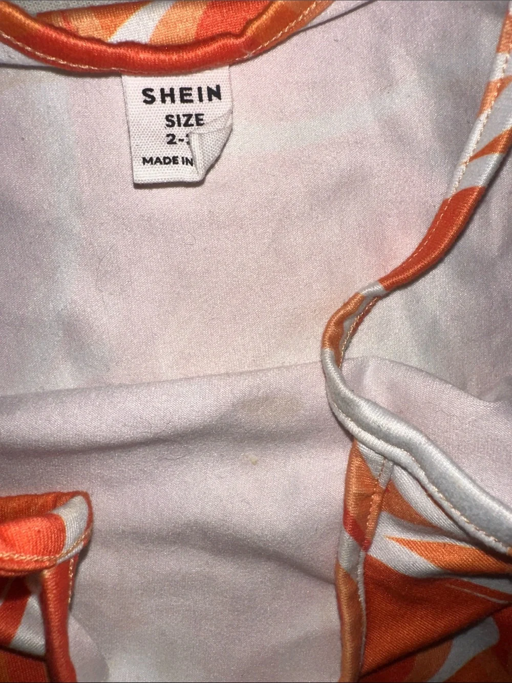 Kids Size 2-3Y SHEIN Orange & White Heart Print Sleeveless Romper